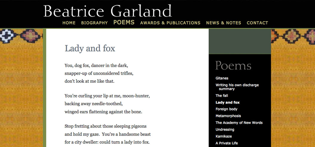 beatrice garland website by pynto