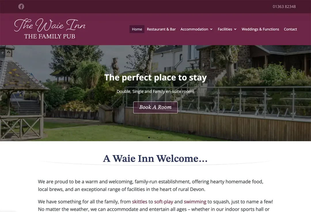 Website design Inn Pub Devon Booking Tamsin Carter Pynto
